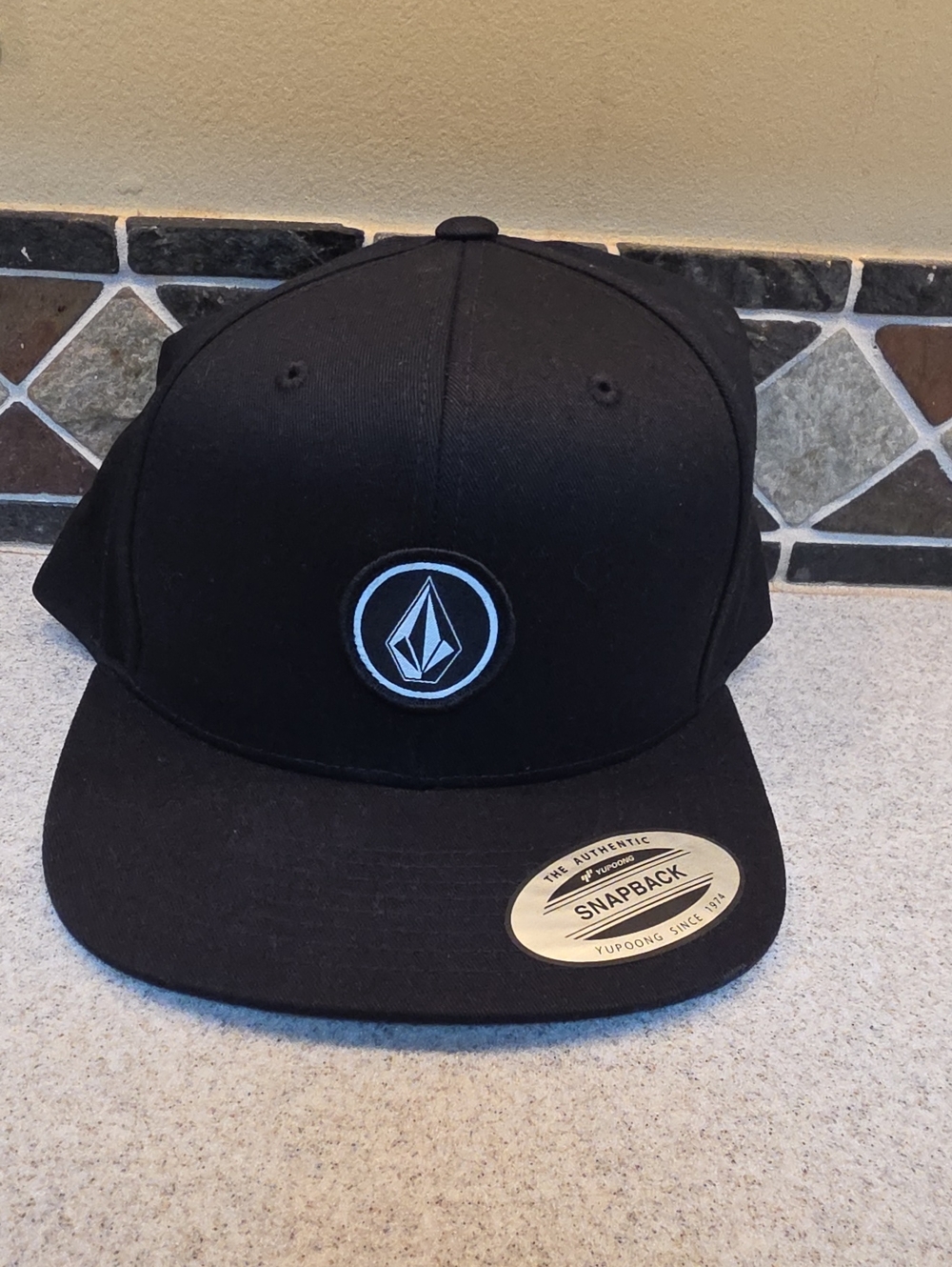 Volcom Black Snapback Cap with White Emblem